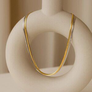 Two-Tone Herringbone Necklace $20